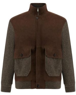Paul & Shark Paneled Bomber Jacket - Brown