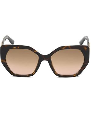 GUESS EYEWEAR Triangle-Logo Geometric-Frame Sunglasses - Brown