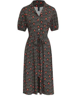 Lygia & Nanny Vestido midi Themis con estampado floral y cinturón - Gris