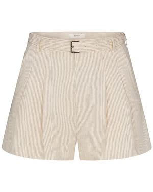 FRAME Pinstripe Belted Shorts - Natural