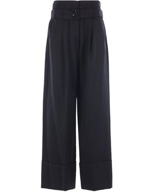 Simone Rocha Pantaloni A Gamba Ampia Con Cintura - Blu