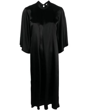 forte_forte Satin Shift Midi Dress - Black