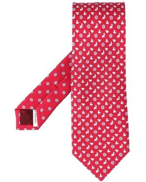 Ferragamo Charms-Print Silk Tie - Pink