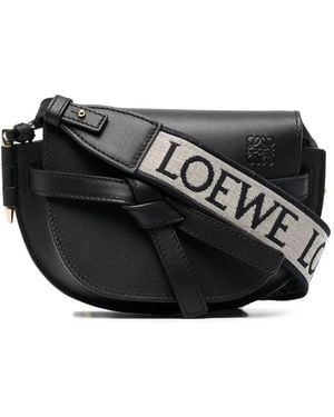 Loewe Bolso Gate Dual Mini De Piel Y Jacquard - Negro