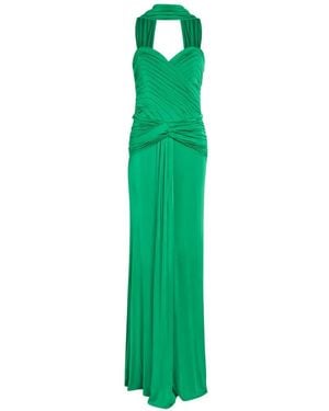The Arrivals Amanda Ruched-Detail Halterneck Maxi Dress - Green