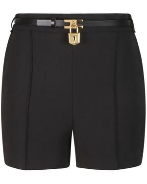 Elisabetta Franchi Padlock-Detail Belted Shorts - Black