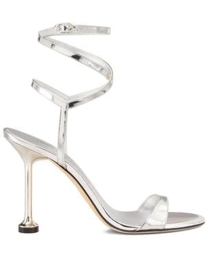 Stuart Weitzman Nudistini Wrap Ankle-Strap Heeled Sandals - White