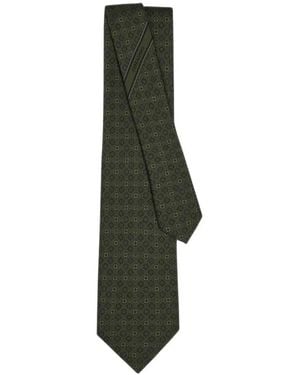 Ferragamo Micro-Pattern Silk Tie - Green