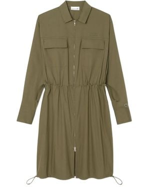Lacoste Zip-Front Drawstring Dress - Green
