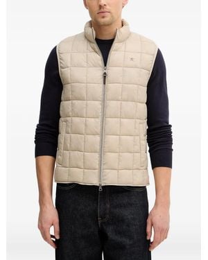 Hackett Quilted Logo-Embroidery Gilet - Natural