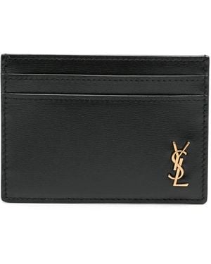Saint Laurent Leren Pasjeshouder Met Cassandre Logo - Zwart