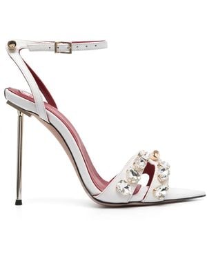 HARDOT Sandalias Booty con tacón de 120mm y aplique de cristal - Blanco