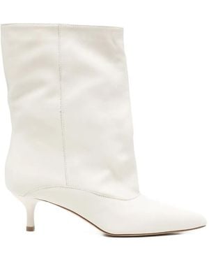 GISÉL MOIRÉ Pointed-Toe Boots - White