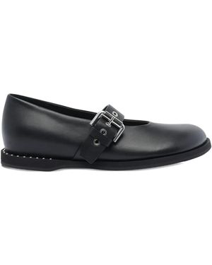 Premiata Buckle-Detail Round-Toe Ballet Flats - Black