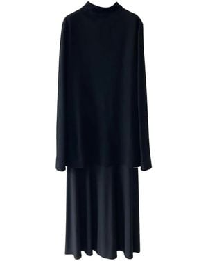 Jil Sander High-Neck Flared Midi Dress - Blue