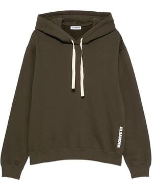 Jil Sander Logo-Print Drawstring Hoodie - Green