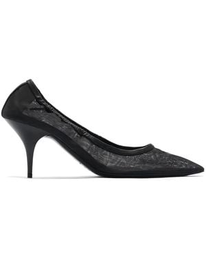 Miu Miu Ruched-Detail Mesh Pumps - Black