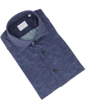 Xacus Active Micro-Geometric Print Shirt - Blue