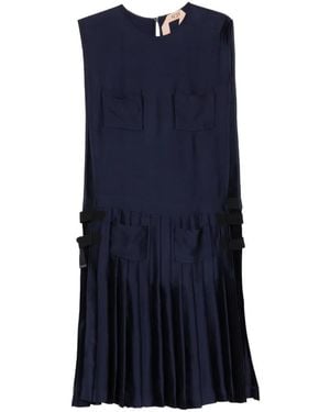 N°21 Patch-Pocket Pleated Dress - Blue