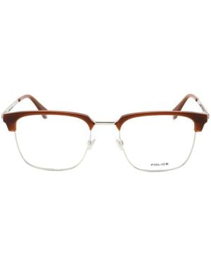 Police Browline-Frame Glasses - Metallic