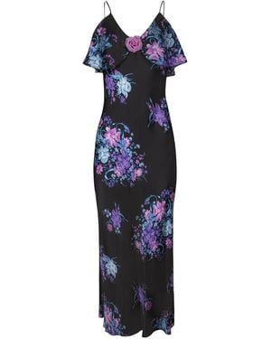 Rodarte Floral-Print Ruffled Maxi Dress - Blue