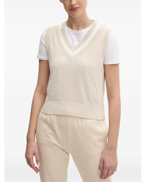 DKNY Perforated V-Neck Vest - White