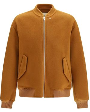 Valentino Garavani Veste Zippée À Détail Vlogo - Brown