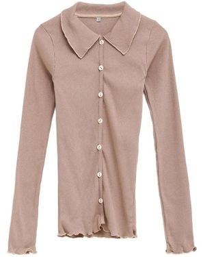 Baserange Iso Ribbed Button Shirt - Pink