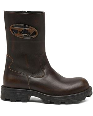 DIESEL D-Hammer Logo-Plaque Biker Boots - Black