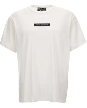 Versace Jeans Couture T-Shirt Con Logo Ricamato - Bianco