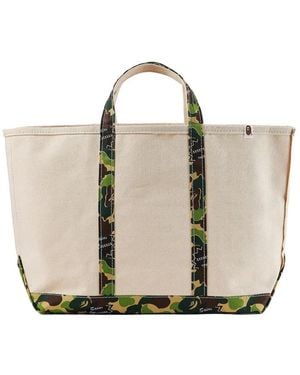 SAINT Mxxxxxx Bathing Ape Camouflage-Print Canvas Tote Bag - Natural