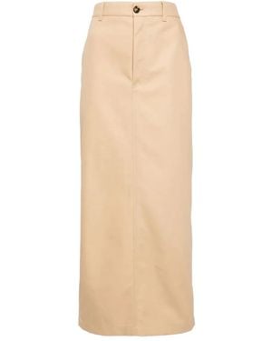 Wardrobe NYC Button Back Midi Skirt - Natural