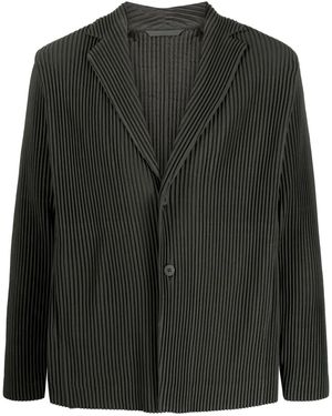 Homme Plissé Issey Miyake Single-Breasted Pleated Blazer - Black