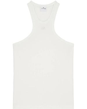Courreges Racerback T-Shirt With Embroidered Logo - White