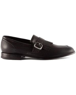 Green George Fringed Buckle Leather Loafers - White