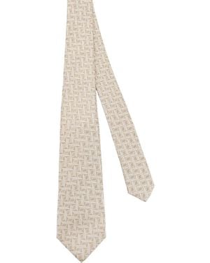 Kiton Patterned Tie - White