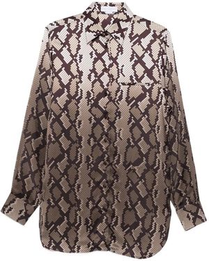 Stella McCartney Snake Print Satin Pajama Shirt - Brown