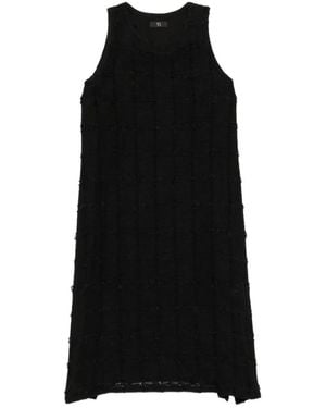 Y's Yohji Yamamoto Bouclé-Knit Frayed Tweed Dress - Black