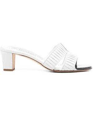 Manolo Blahnik Lusinamu Pleated Mules - White