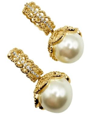 Hzmer Jewelry Pendientes Saumya Con Perla Artificial - Metálico