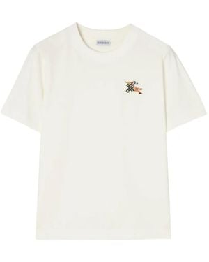 Burberry Camiseta Con Motivo Knight Check - Blanco