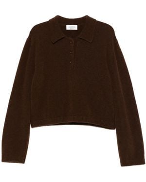 Laneus Buttoned Polo Top - Brown