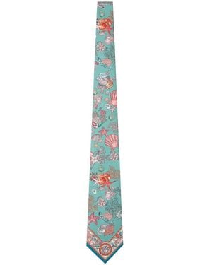 Versace Underwater Barocco Silk Tie - Blue