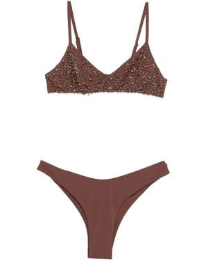 Twinset Sequin-Embellished Bikini - Brown