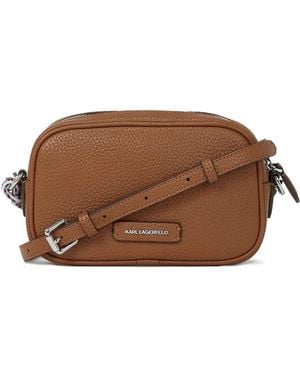 Karl Lagerfeld Embellishment-Logo Cross Body Bag - Brown