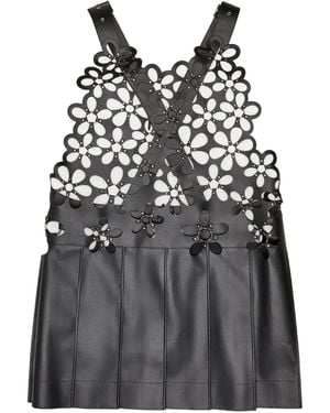 Noir Kei Ninomiya Robe Courte Plissée À Fleurs - Noir