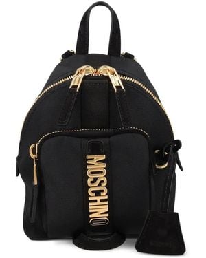 Moschino Cordura Logo-Plaque Canvas Backpack - Black