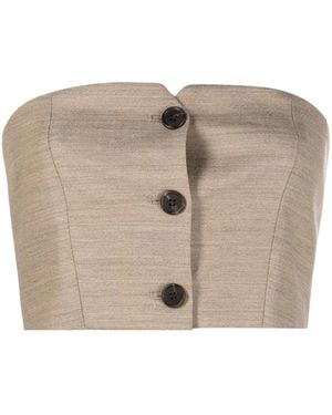 Philosophy Di Lorenzo Serafini Buttoned Bustier Cropped Top - Natural