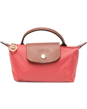 Longchamp Mini Le Pliage Leather-Trim Tote Bag - Pink