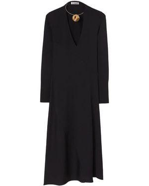 Jil Sander Scoop-Neck Virgin Wool Midi Dress - Black
